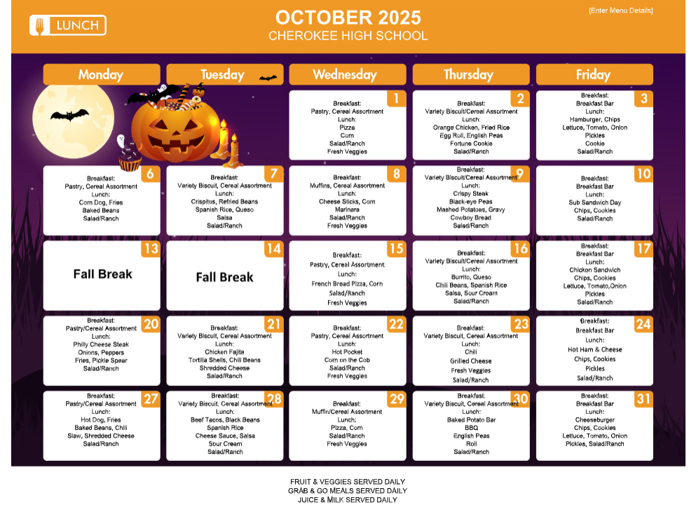 October Menu